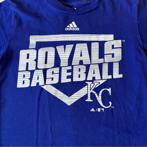 Adidas Kansas City Royals Baseball Medium 10/12 Blue Shirt Top Tee - Picture 2 of 3